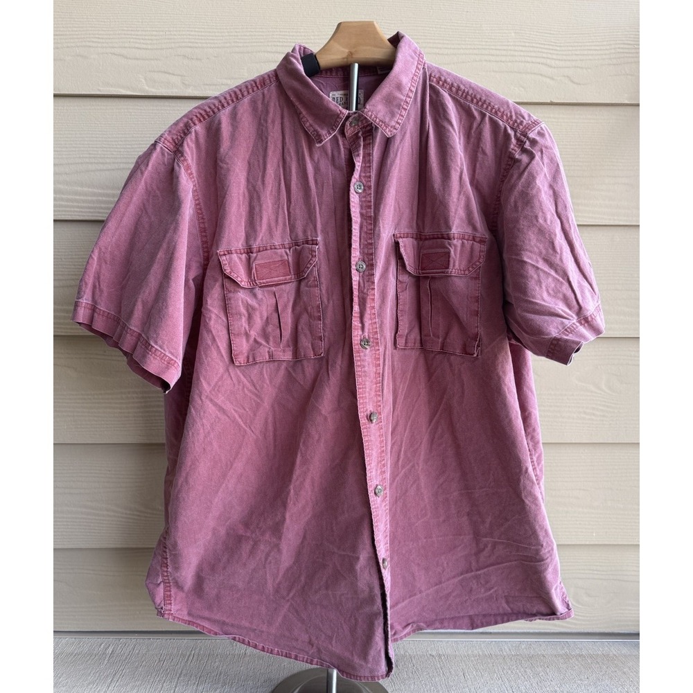 RedHead Men's XL Faded Burgundy Short Sleeve Button Down Shirt Outdoors Utility